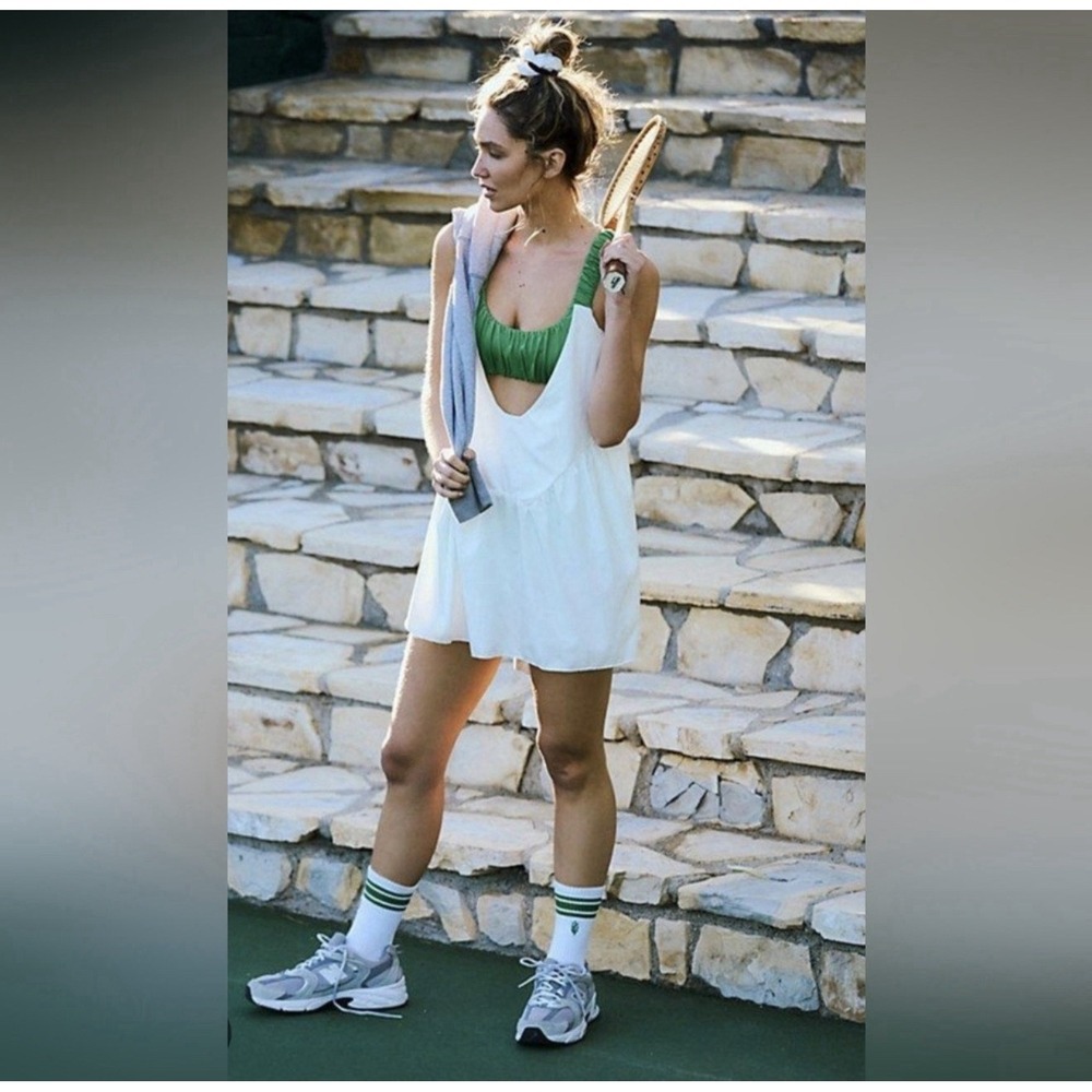 Free People Movement Women's Size XL One Two Punch Green White Active Dress